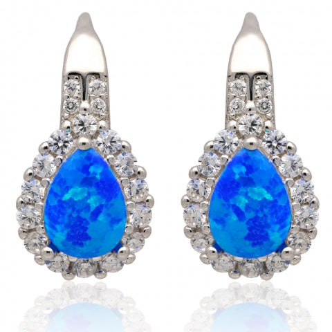 STERLING SILVER LEVERBACK EARRINGS - OPAL