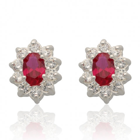 STERLING SILVER STUD EARRINGS - FUSCHIA