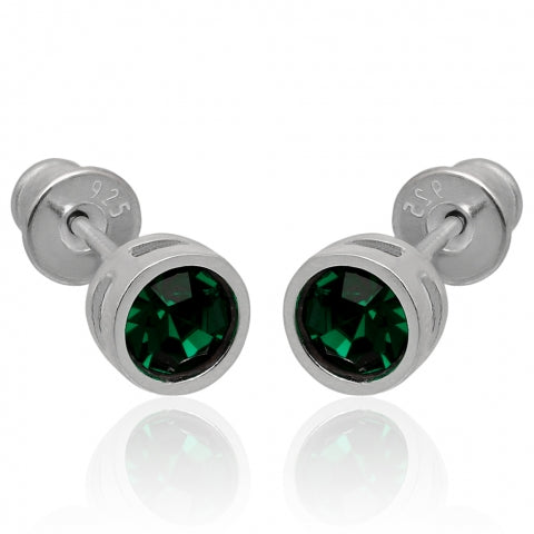 STERLING SILVER GREEN EARRINGS