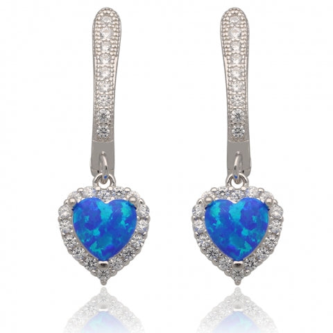 STERLING SILVER LEVERBACK EARRINGS - OPAL