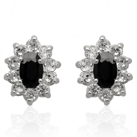 STERLING SILVER STUD EARRINGS - BLACK