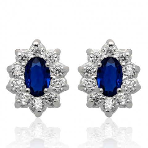 STERLING SILVER STUD EARRINGS - BLUE