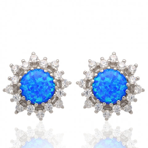STERLING SILVER LEVERBACK EARRINGS - OPAL