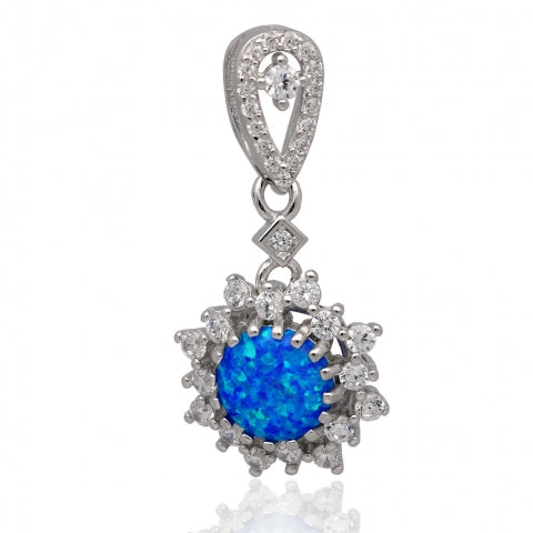 STERLING SILVER NECKLACE - BLUE OPAL