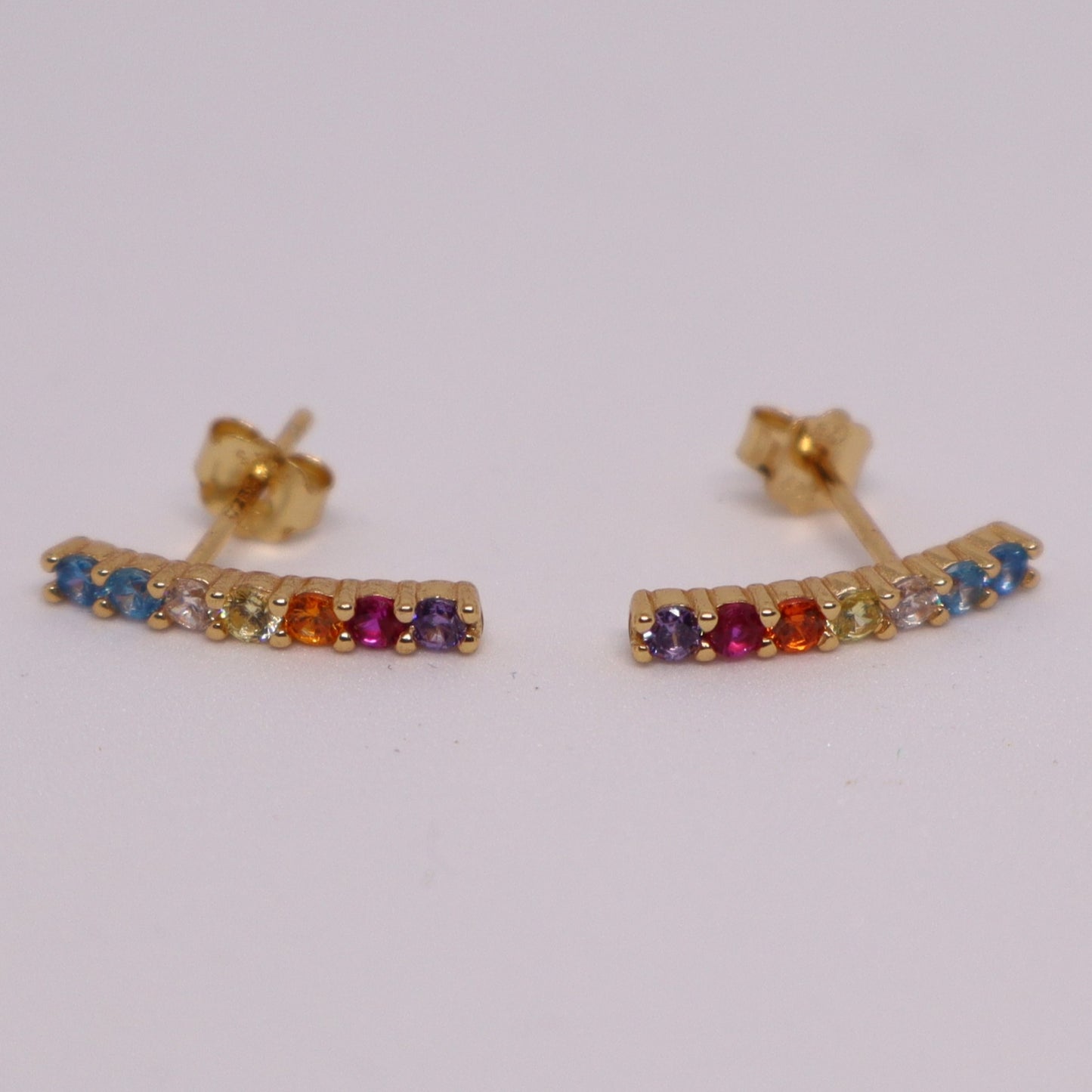 STERLING SILVER MULTICOLOUR EARRINGS - GOLD-PLATED