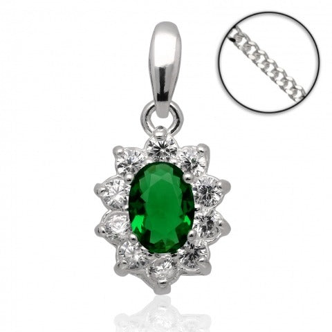 STERLING SILVER NECKLACE - GREEN