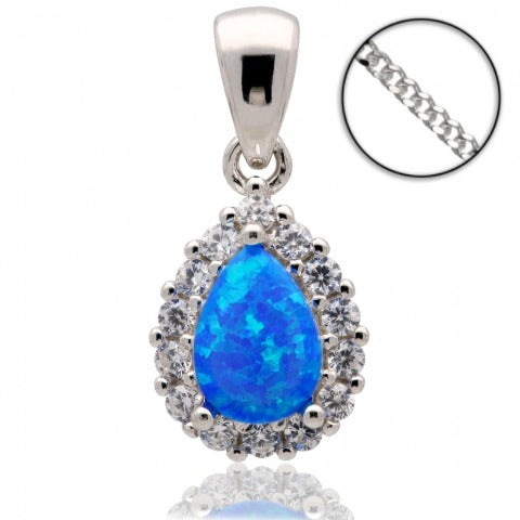 STERLING SILVER NECKLACE - BLUE OPAL