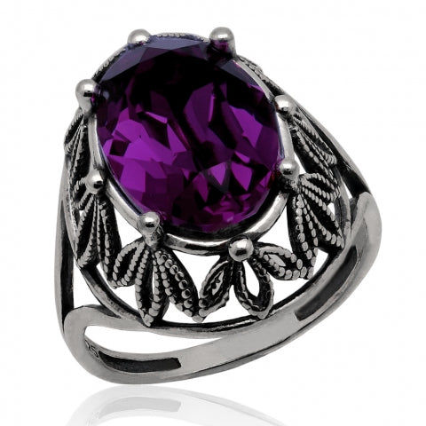 STERLING SILVER RING - SWAROVSKI PURPLE