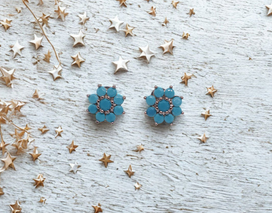 Blue Flower Stud Earrings