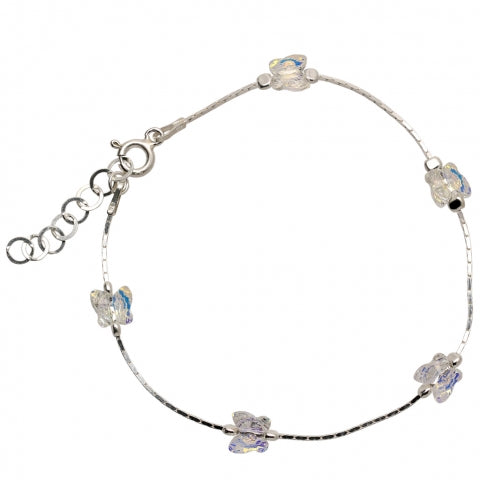 SILVER BRACELET 17-20 CM WITH BUTTERFLIES