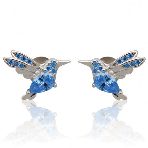 Blue Hummingbird Stud Earrings